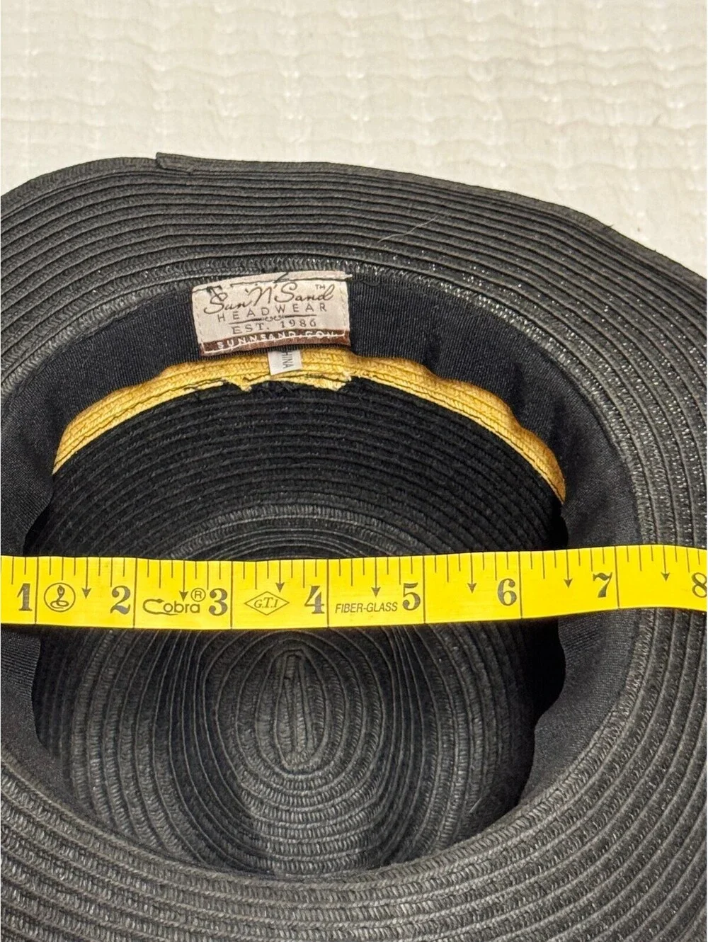 Sun N Sand Straw Fedora Sun Hat Black Yellow Band One Size